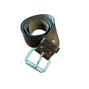 Vintage Pullman Leather Grommet Belt, Weathered, Distressed Patina 37 inches